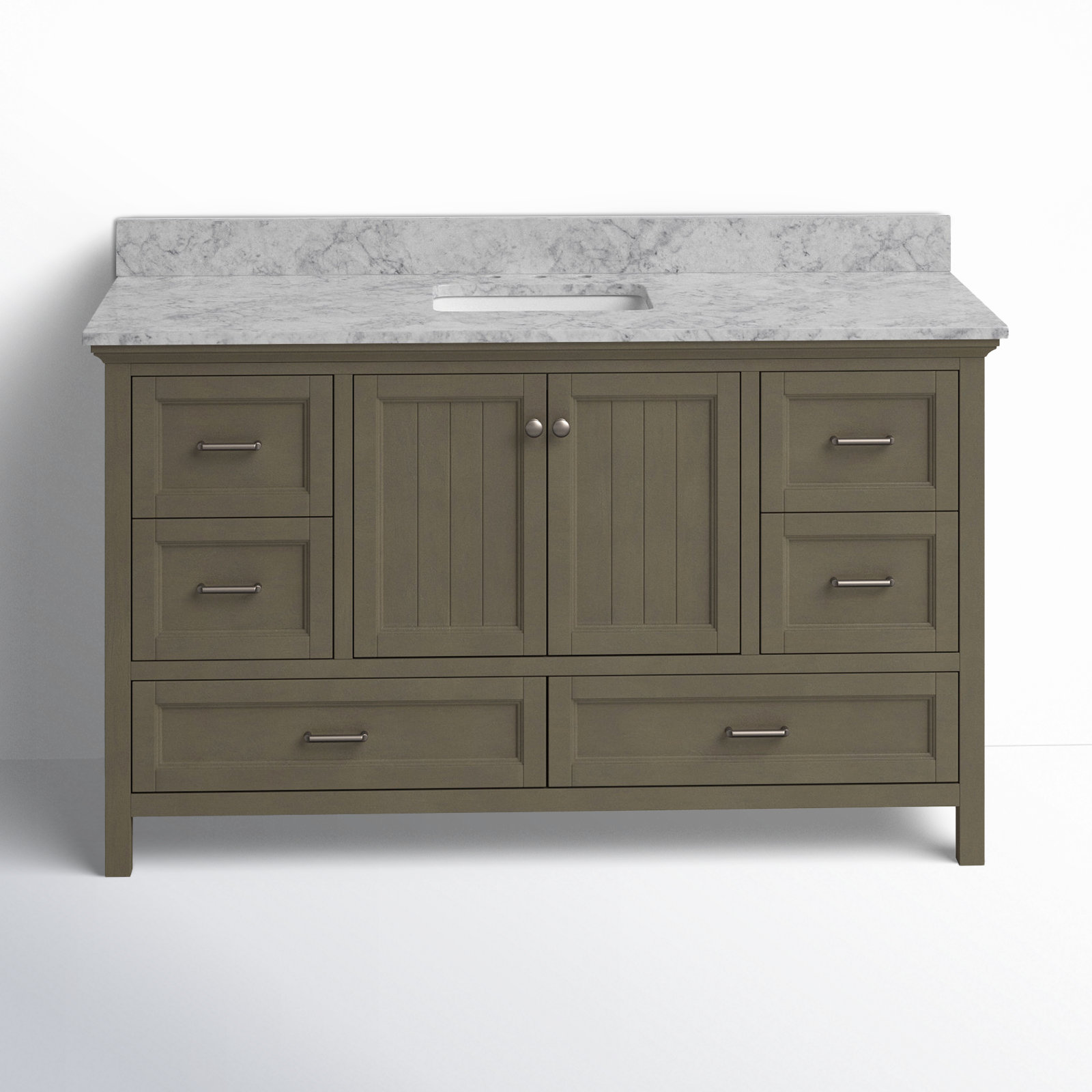 Maven 60" Carrara Marble Single Bathroom Vanity, Weathered Gray