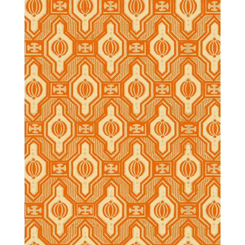 LA DOLCE VITA Matte Wallpaper Roll, Orange/Taupe