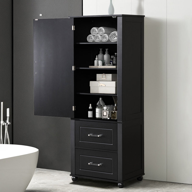Armoire à linge Akshar, Noir mat