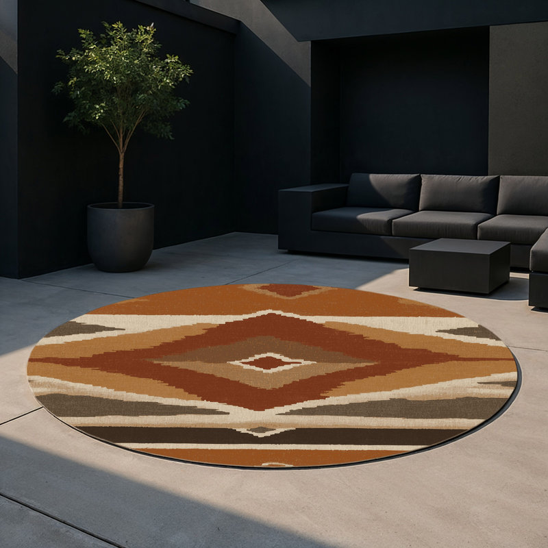 Copper Horizon Indoor And Outdoor Area Rug, Round 5'