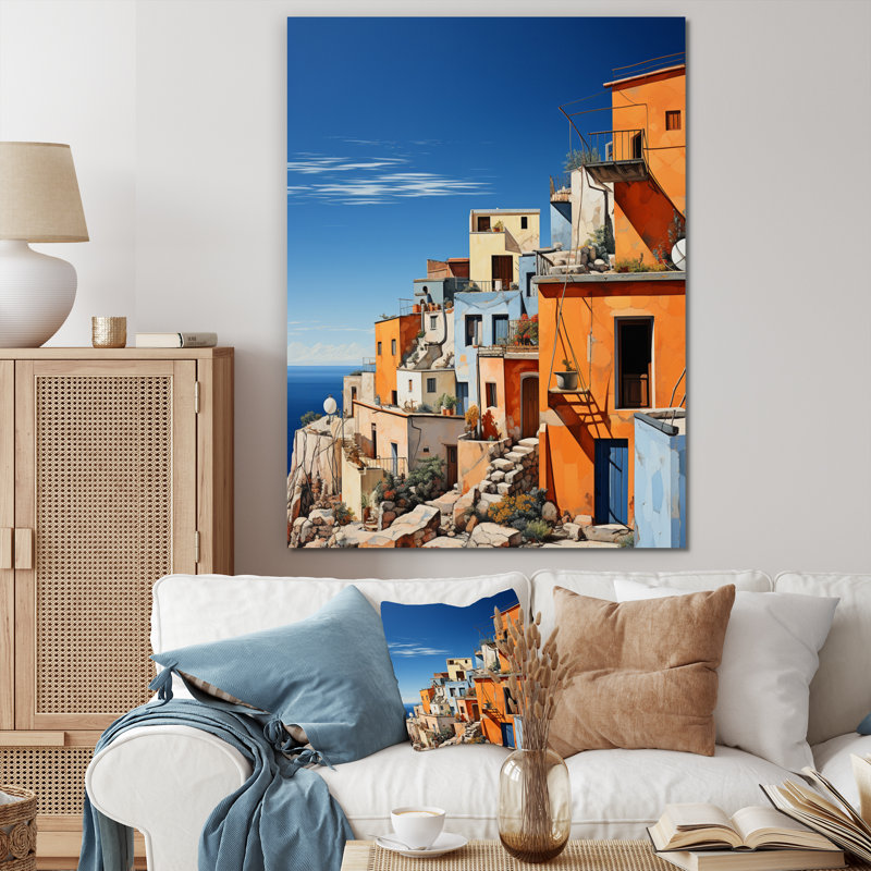 " Italy Terracotta Tones Fontanas IX ", 32" H x 24" W x 1" D, Wrapped Canvas
