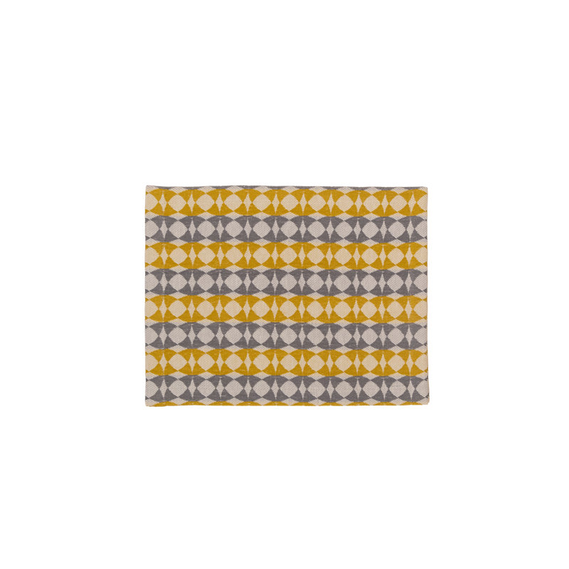 Handloom Jacquard Collection Table Placemat 14x18 Inch, Gray;Yellow