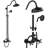 Traditional Exposed Rain Shower System with Handheld Spray, 8'' Wall Mounted Brass Shower Fixture with Adjustable Arc Riser and Cross Handles-129935688