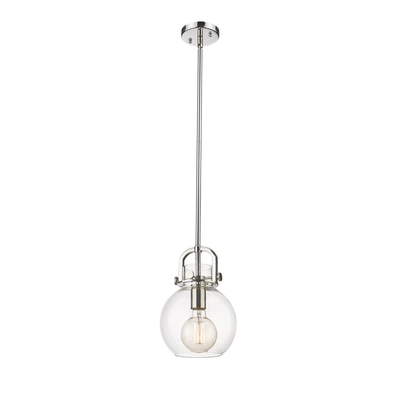 Luminaire suspendu à 1 tige Sligo, Clair, Nickel poli, H 11,25 po x l 8 po x P 8 po
