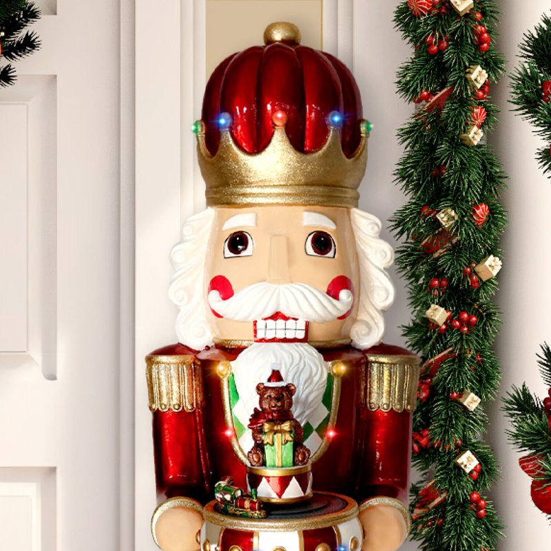 Fraser Hill Farm 4-Ft. Metallic Nutcracker Statue with LED Lights and Music