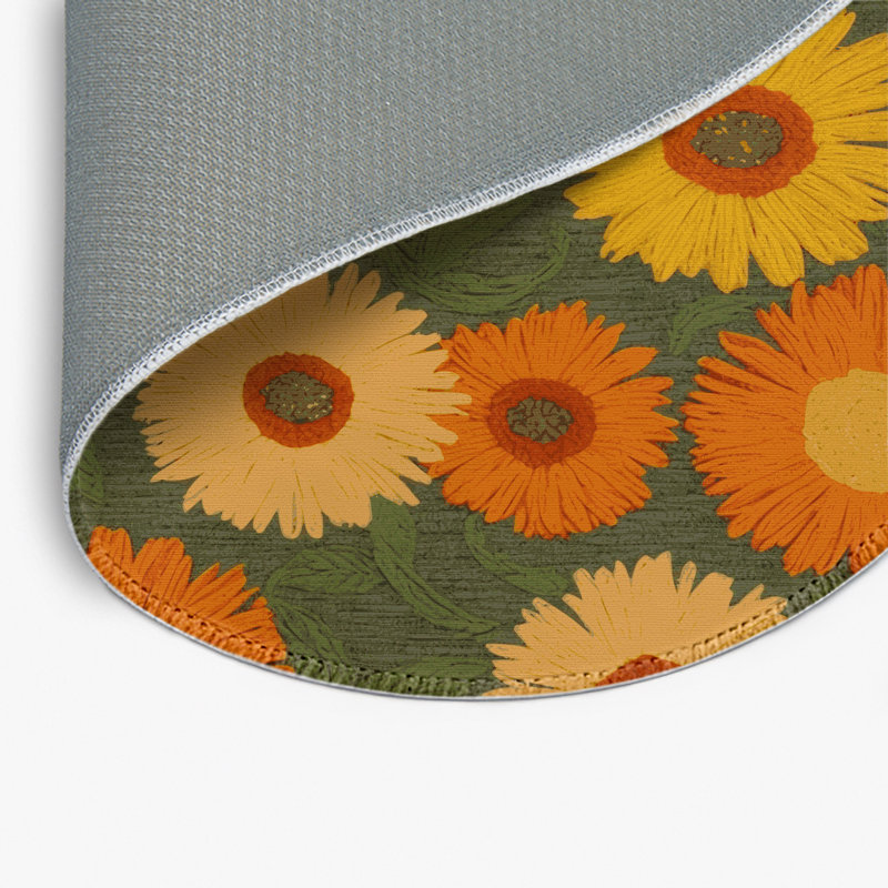 Tapis d'intérieur et d'extérieur brun Botanical, Rond 5 pi