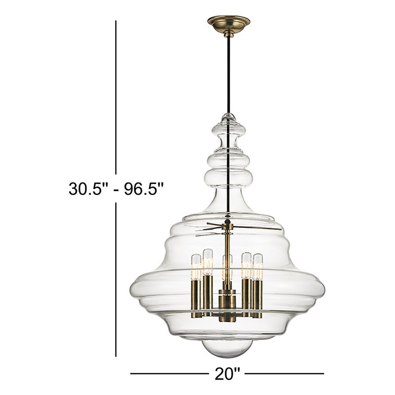Washington 5 - Light Pendant, Aged Brass