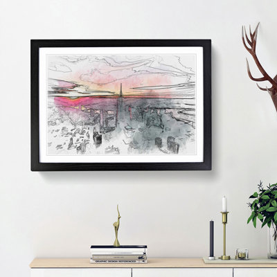 Sunset over New York City in Abstract - Picture Frame Graphic Art Print