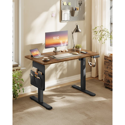 Adjustable Height Steel Standing Desk with Built-In Electrical Outlet