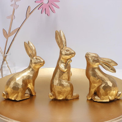 3pcs Easter Bunny Figurines Decor