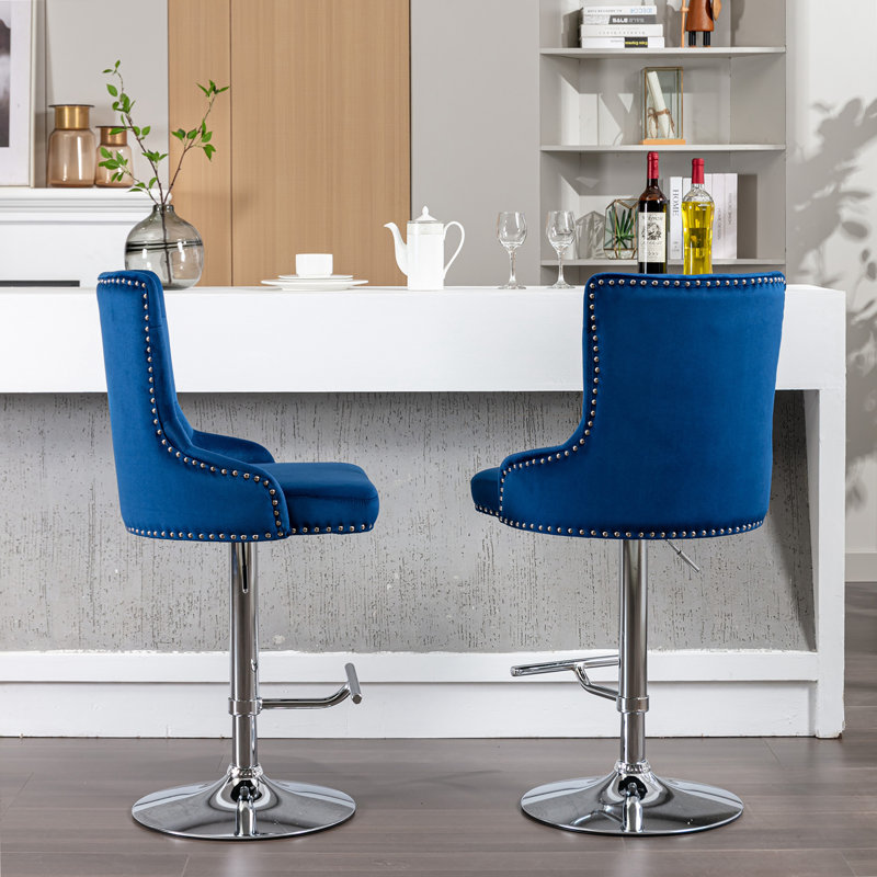 Tabouret pivotant à hauteur réglable Kaceion, Bleu
