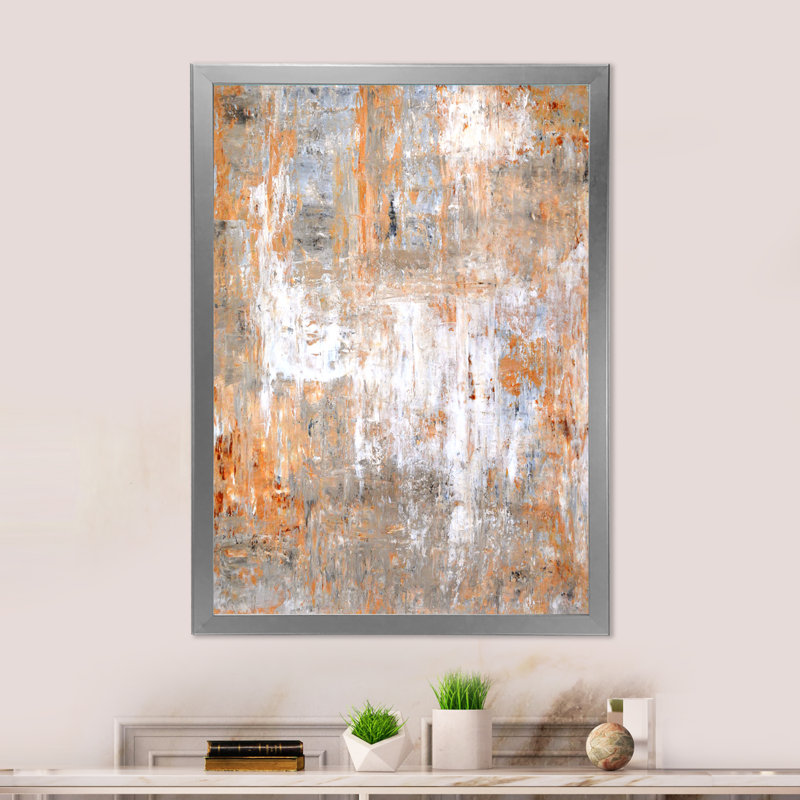 Art moderne gris et bleu II 2FDP47730, H 12 po x l 8 po x P 1 po, Encadrement argenté