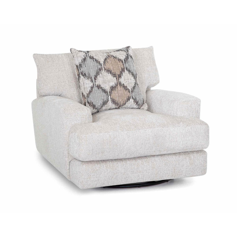 Katharine Swivel Chair, Beige Polyester, Grey/Brown/Blue
