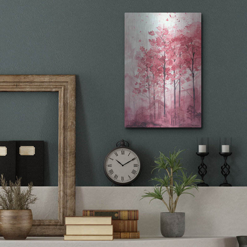 Art mural luxueux «Pink Trees» par Momart, H 16 po x l 12 po