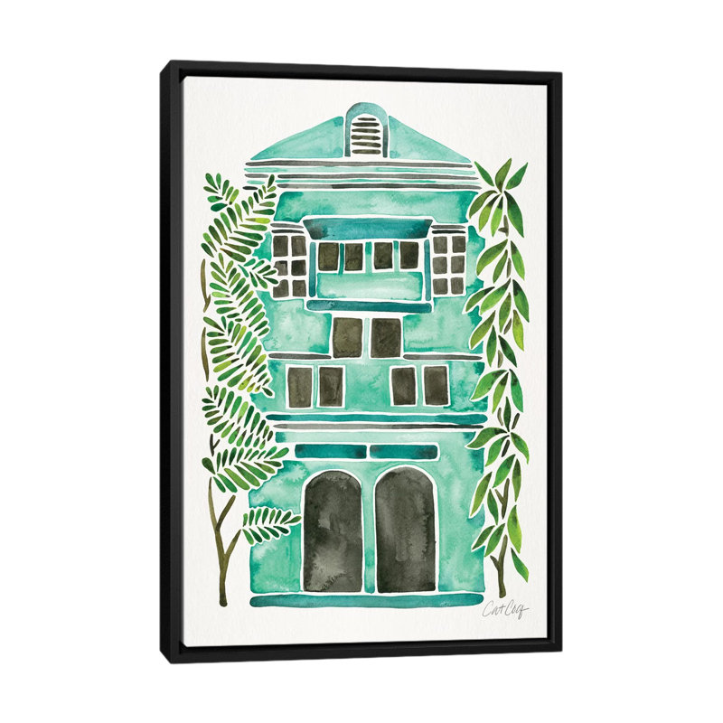 Strickler Mint House, H 60 po x l 40po x P 1,5 po, Toile avec cadre noir, Pas de tapis