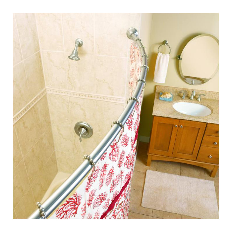 Tringle courbée 60 po pour rideau de douche, Nickel brossé