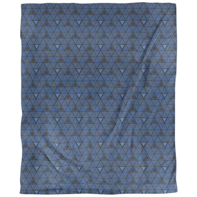 Tissu triangles tissé à la main, bleu, L 58 po x l 36 po, Faux lin
