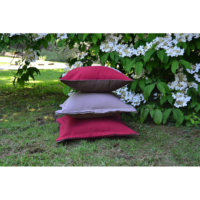 Liana Patchwork Square Cushion, Red/Taupe, 43 x 43cm, No fill