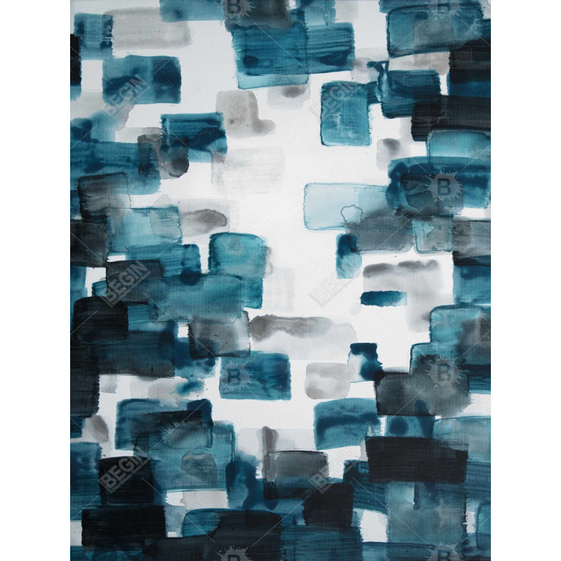 Turquoise and Gray Shapes Canvas | Blue Bedroom Decor