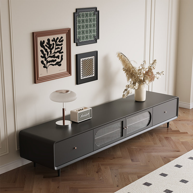 Élégant meuble télé aux bords arrondis et lisses, 86.61"