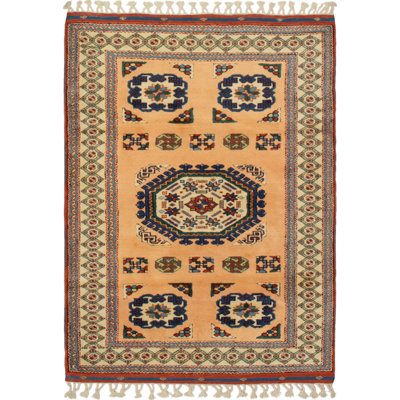 Qwen One-of-a-Kind 4'1" X 5'9" 1990s Wool Area Rug in Tan