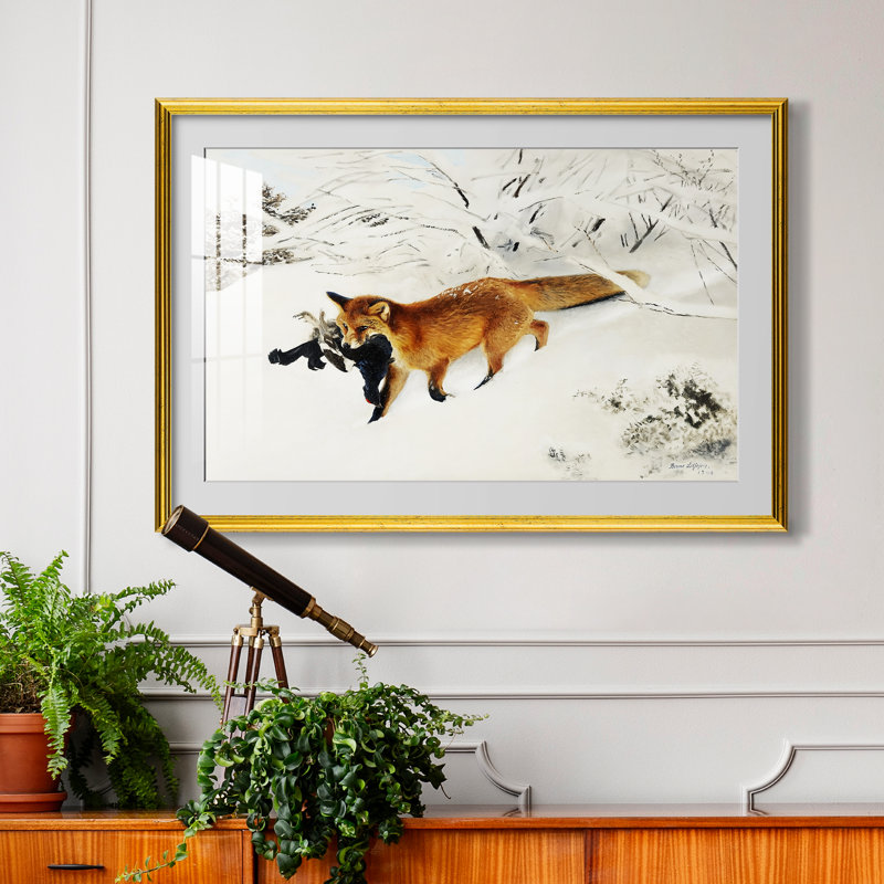 Renard dans un paysage enneigé (Räv i snölandskap), 1900 - Bruno Liljefors - Estampe encadrée sur mesure