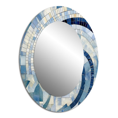 Miroir mural ovale moderne bleu Gold Constructing Blue Realms IV