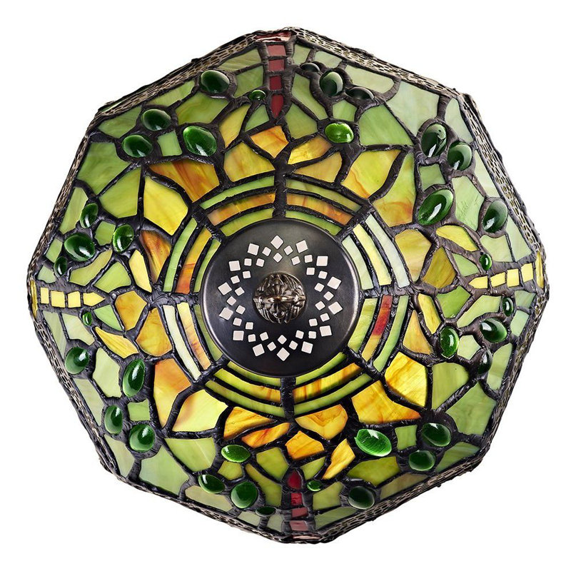 Gladden Hand Crafted Stained Glass Dragonfly Tiffany Table Lamp, Green, 36cm H x 22cm W x 22cm D