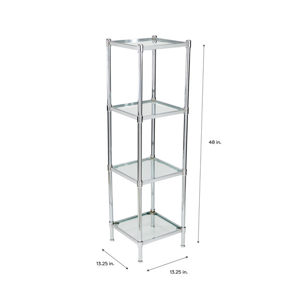 mDesign 4-Tier Glass/Metal Standing Shelf Organizer Display Unit,  Chrome/Clear
