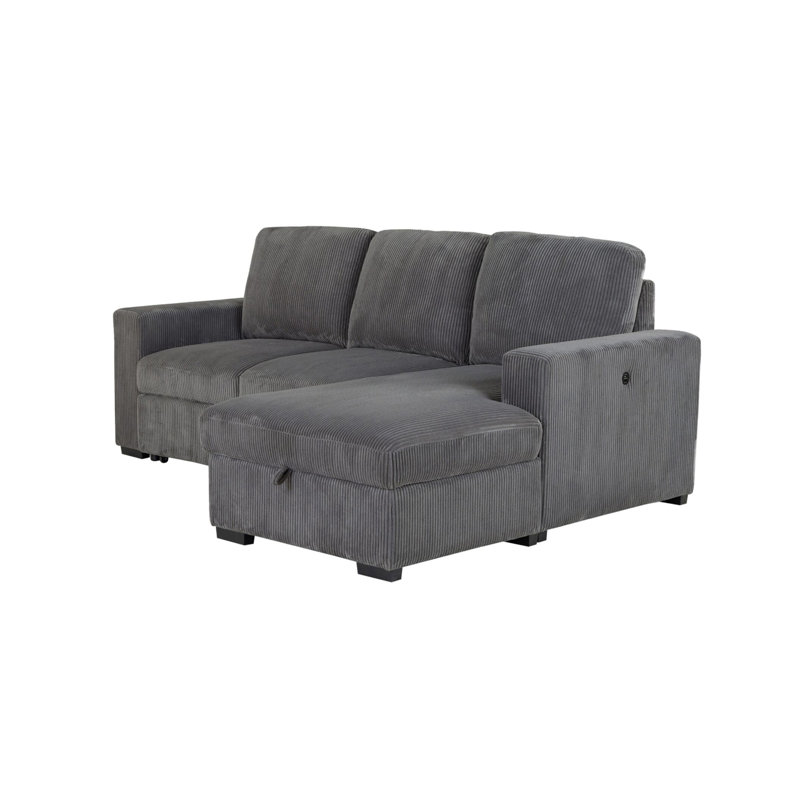 Melody Grey Sectional Without Pullout, 38" H x 84.75" W x 63" D