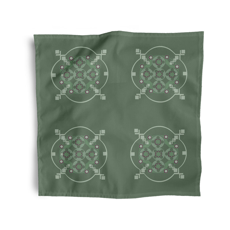 Clee Polyester Geometric Square Napkin, Green