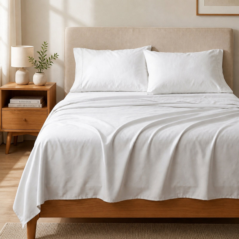Ensemble de draps en microfibre brossée, Twin Extra Long Sheet Set with 1 Pillowcases, White