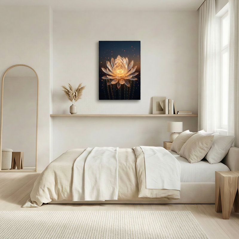 Ensemble de 1 tableau sur toile Lotus doré, H 36 po x l 24 po, Toile tendue