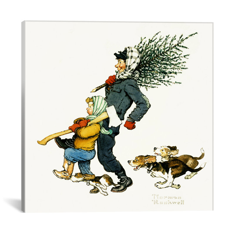 «Bringing Home the Tree» par Norman Rockwell - impression sur toile tendue, H 26 po x l 26 po x P 1,5 po