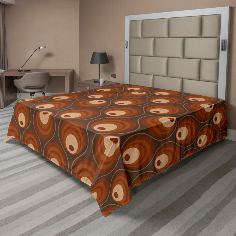 Ambesonne Flowers Flat Sheet Nostalgia Farmhouse, Cinnamon Camel Taupe