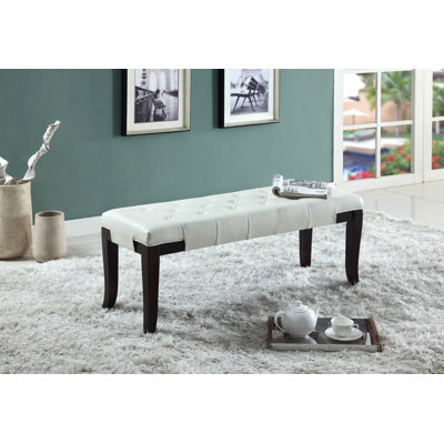 Banc capitonné Linon, similicuir, blanc