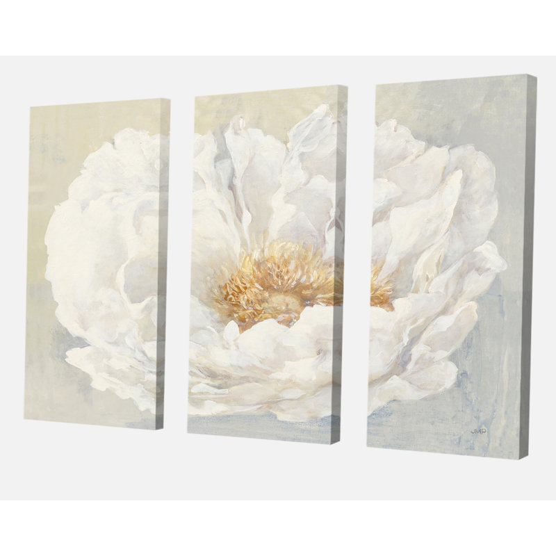 White Serene Peony - Image multi-pièces sur toile, H 28 po x l 36 po x P 1 po