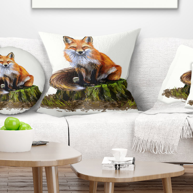 The Clever Fox - Coussin imprimé animal, Carré, 16 po x 16 po