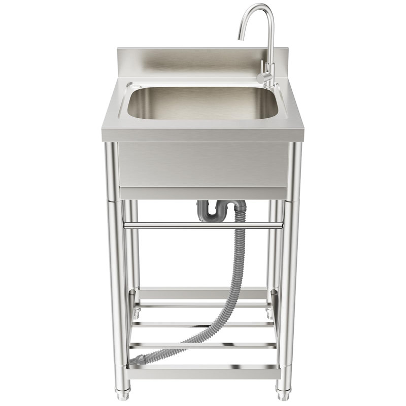 Évier utilitaire autoportant pour restaurant 22 po, évier extérieur avec établi et tablettes de rangement
