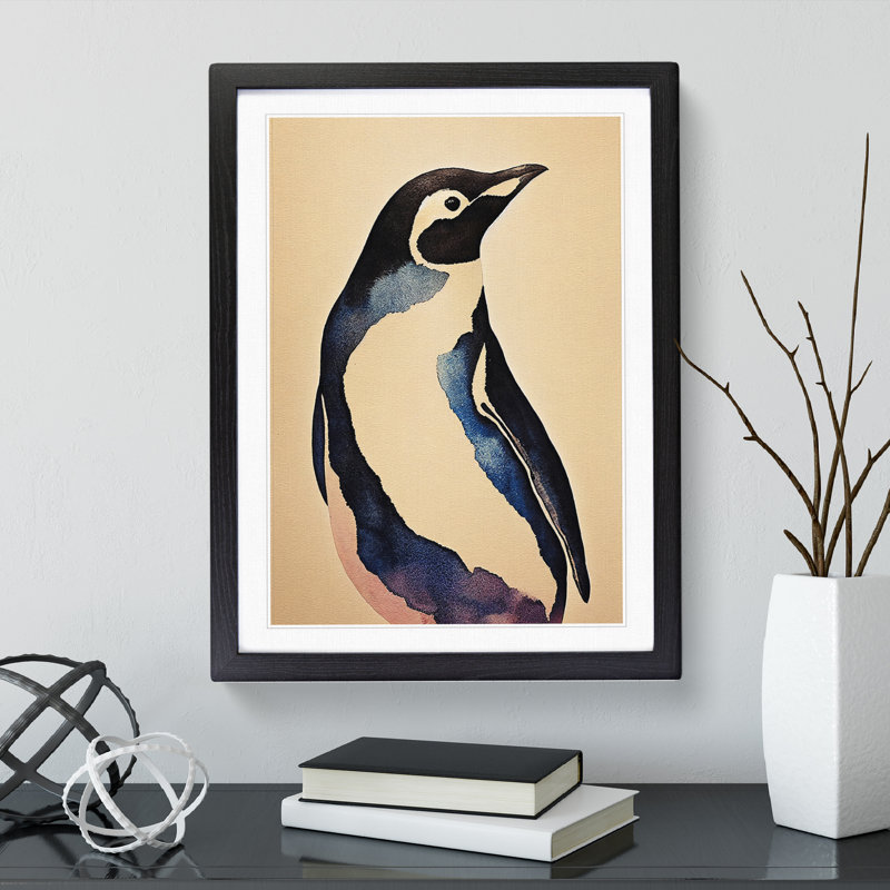 Penguin No.5 - Single Picture Frame Painting, Black, 64cm H x 46cm W x 2cm D