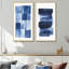 Indigo horizon - paysage abstrait minimaliste, art mural 2 pièces-1071657730-1071657734