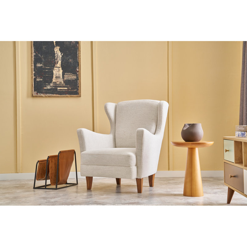 Fauteuil à oreilles, Mélange de polyester blanc Nampreet
