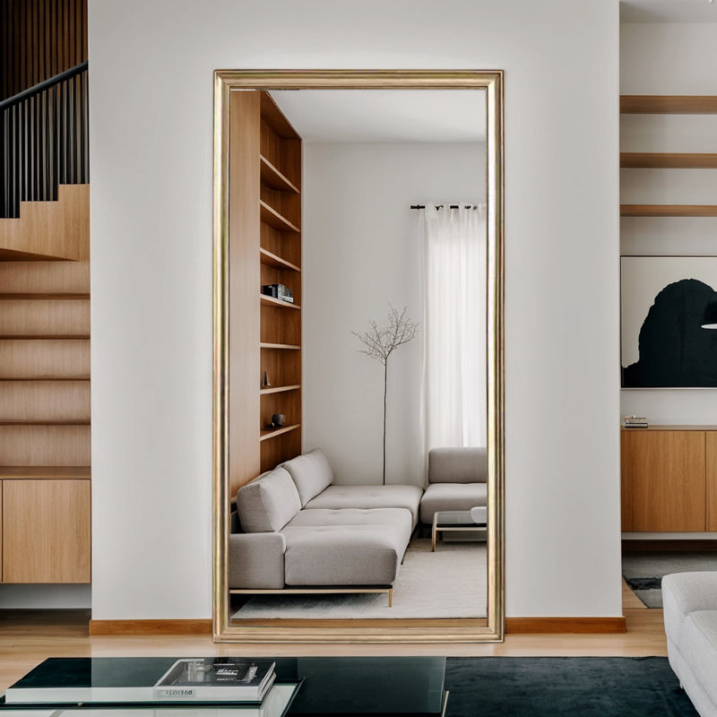 Full-Body Floor Mirror With Artificial Wood Frame, Elegant Design And Durability
