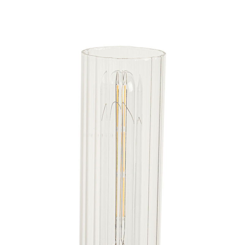 Applique murale industrielle de 55,5 cm (21,85 po) avec abat-jour en verre cannelé, pour salle de bain, noir.