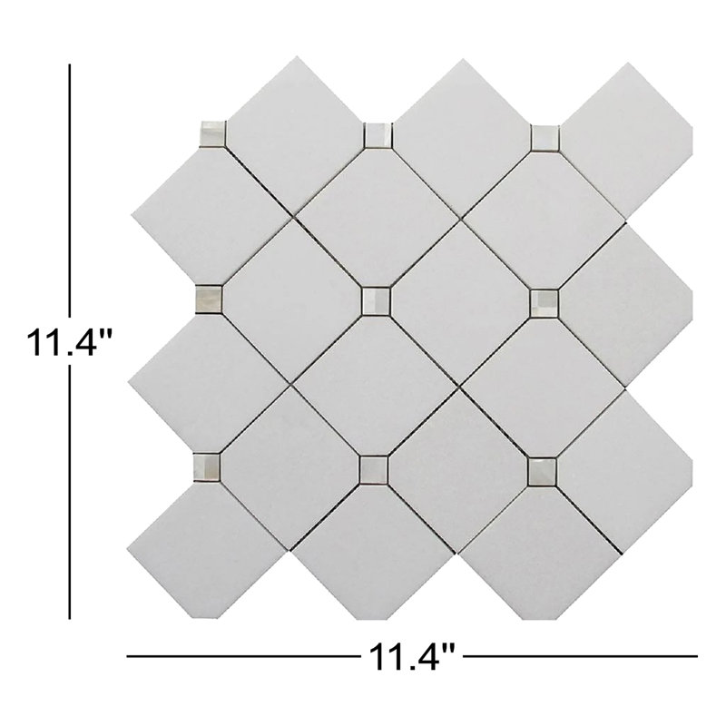 Carreau de mosaïque pour mur et plancher en marbre 2,6 po x 2,6 po Thassos
