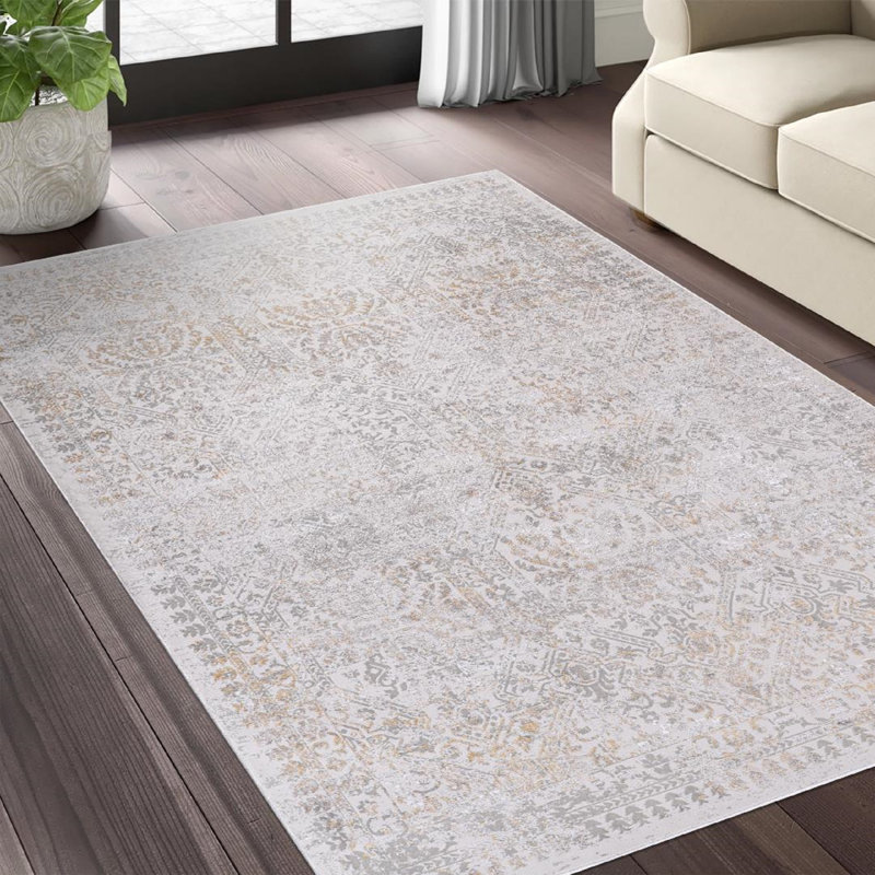 Tapis beige / brun clair à motif de médaillons Hypnos Collection, Rectangle 5 pi 3 po x 7 pi 7 po