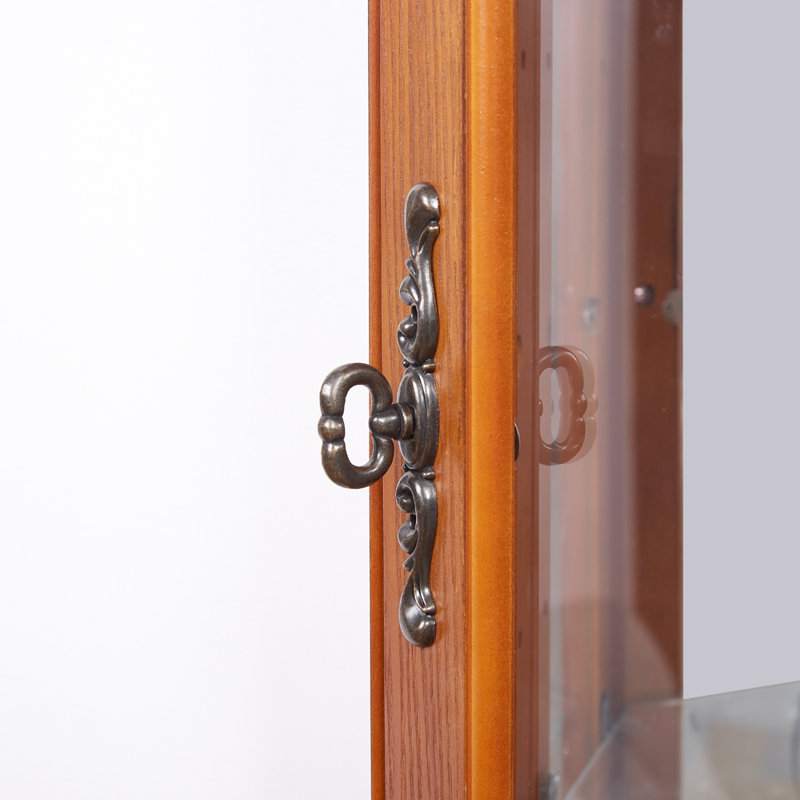 Vitrine de coin en chêne avec éclairage, Chêne