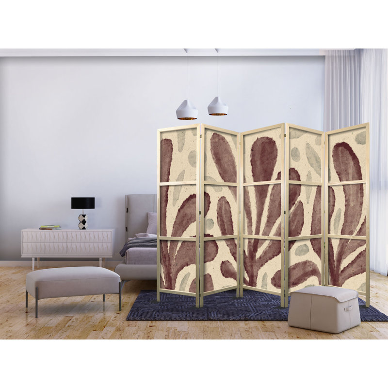 171cm H Solid Wood Folding Room Divider, 171cm H x 225cm W x 1.2cm D, 5