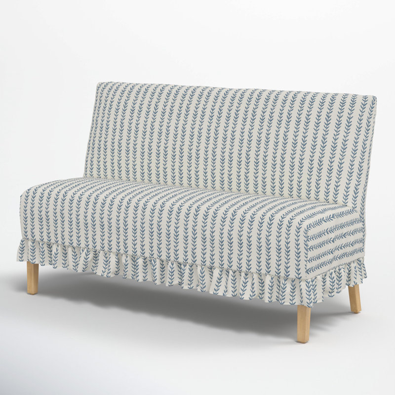 Banquette de salle à manger Maggie, Rayures à motif de vigne bleu cendré