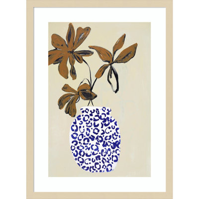 Midford Blue and Brown Floral Ambience Framed on Paper by Design Fabrikken Photograph